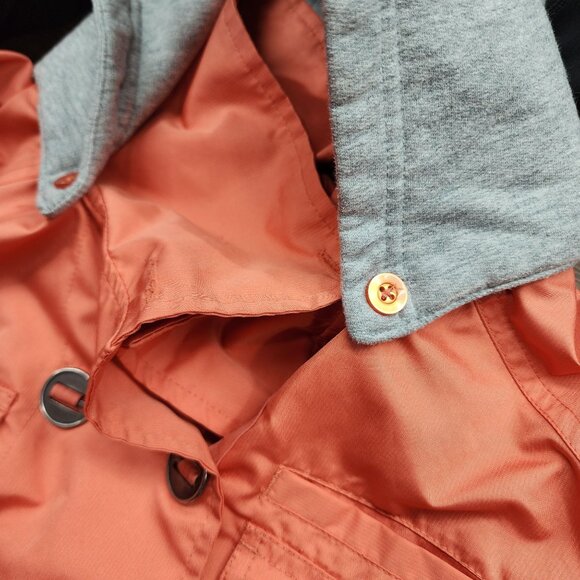 Womens Hurley Double Breasted Coral Jacket w/ Removable Gray Hood Button Front S - Picture 13 of 14